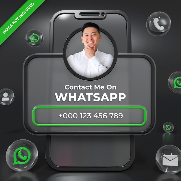 PSD whatsappプロファイルバナー3dレンダリング構成