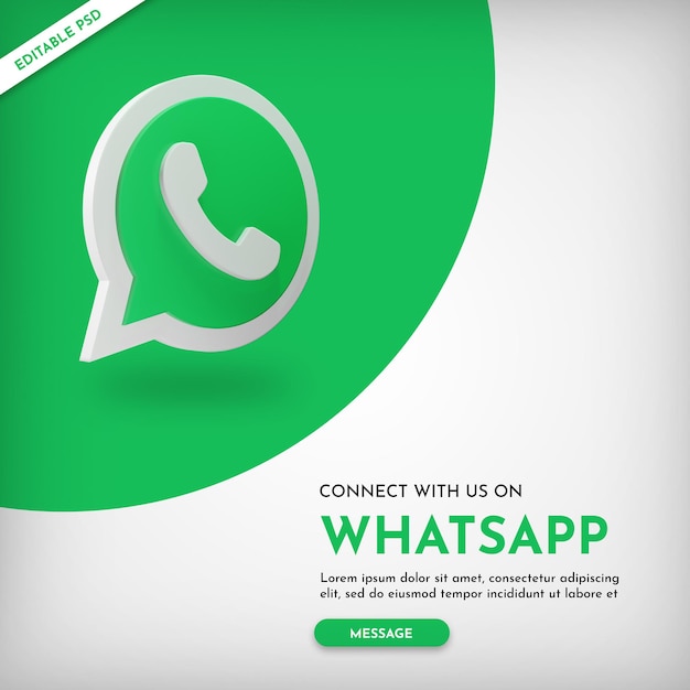 Banner promozionale whatsapp con icona 3d