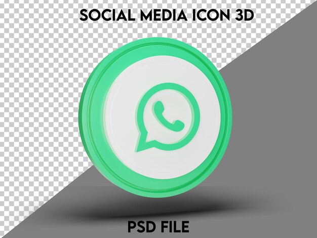 Значок социальных сетей WhatsApp 3D визуализация