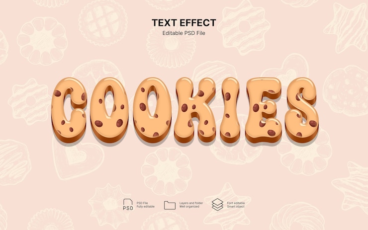 PSD wheat cookies text effect