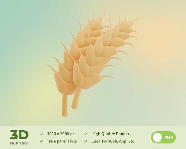 PSD illustrazione 3d dell'agricoltura del grano