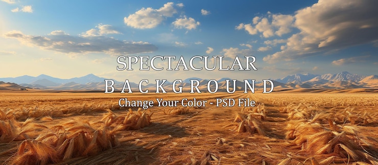PSD wheat field ears of golden wheat closeup beautiful nature sunset landscape