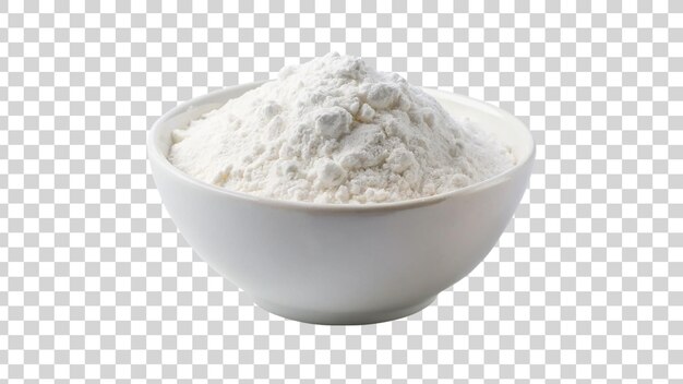 Wheat flour in a bowl isolated on a transparent background