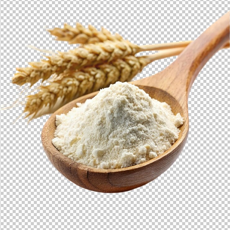PSD 透明な背景に木製のスプーンで作られた小麦粉