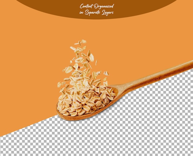 Wheat Grains in Wooden Spoon isolated on Transparent Background