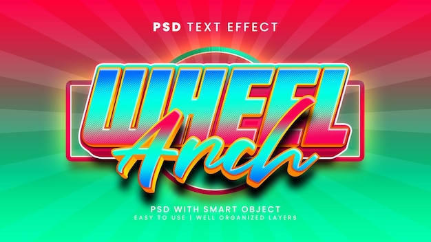 PSD wheel arch editable text effect 3d racer and fast font style