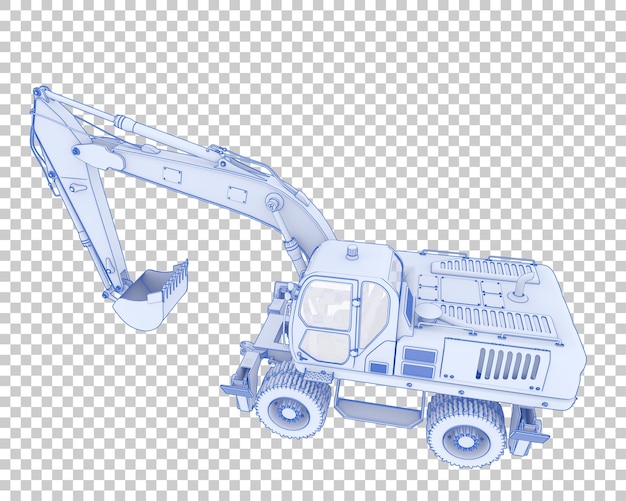 투명 배경 3d 렌더링 그림에 휠 굴삭기