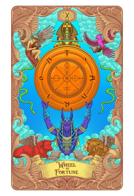 Wheel of fortune tarot illustration