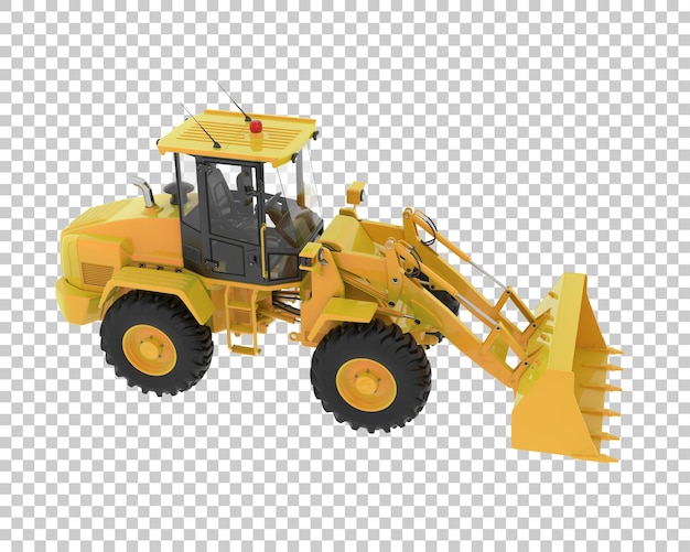 PSD wheel loader on transparent background 3d rendering illustration