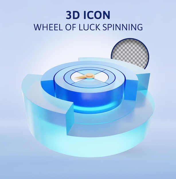 PSD wheel of luck spinning 3d rendering illustration