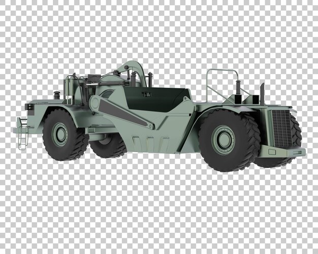 Wheel tractor scraper on transparent background 3d rendering illustration