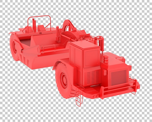 Wheel tractor scraper on transparent background 3d rendering illustration