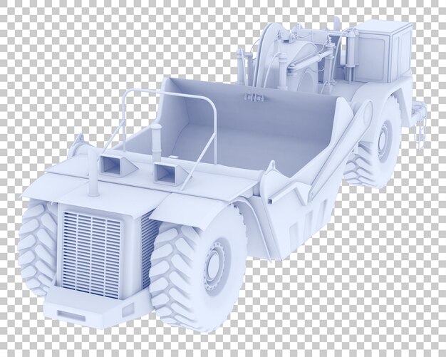 wheel tractor scraper on transparent background 3d rendering illustration