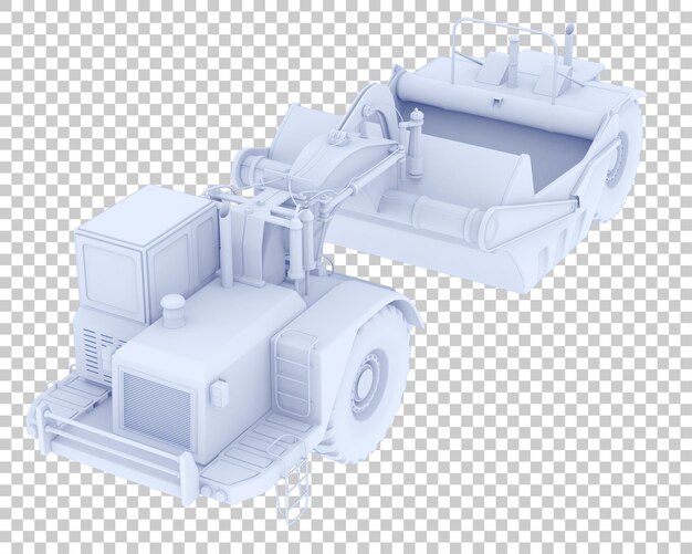 wheel tractor scraper on transparent background 3d rendering illustration