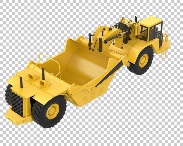 PSD wheel tractor scraper on transparent background 3d rendering illustration