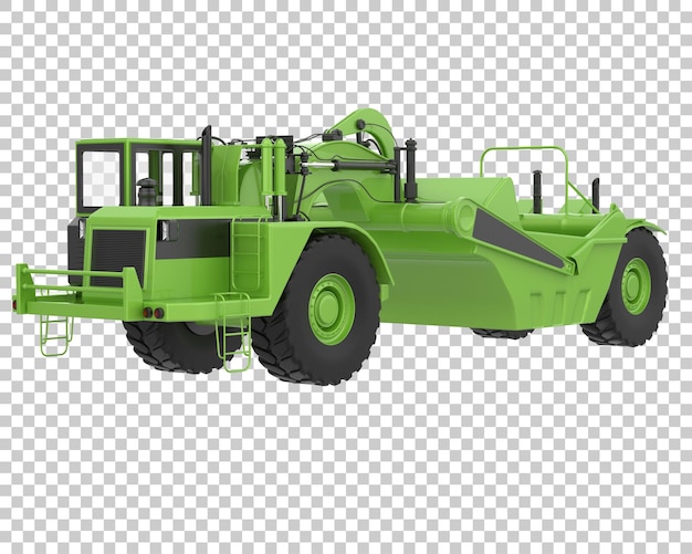 PSD wheel tractor scraper on transparent background 3d rendering illustration