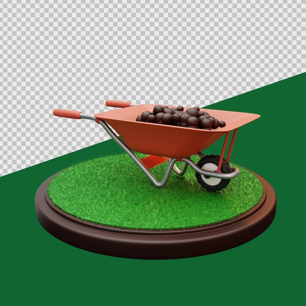 PSD wheelbarrow 3d agriculture illustrations