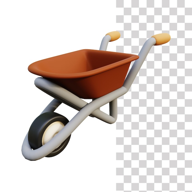 PSD wheelbarrow 3d icon