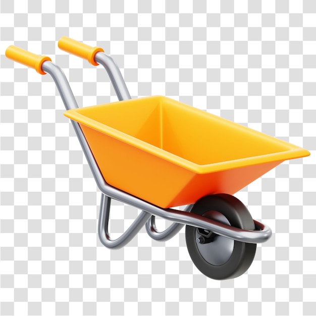 PSD wheelbarrow 3d rendering icon geïsoleerde doorzichtige achtergrond