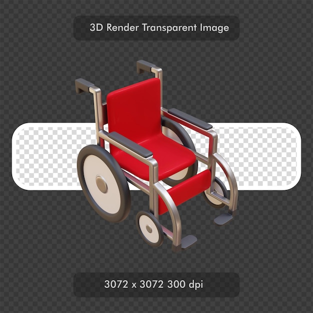 PSD illustrazione di rendering 3d della sedia a rotelle