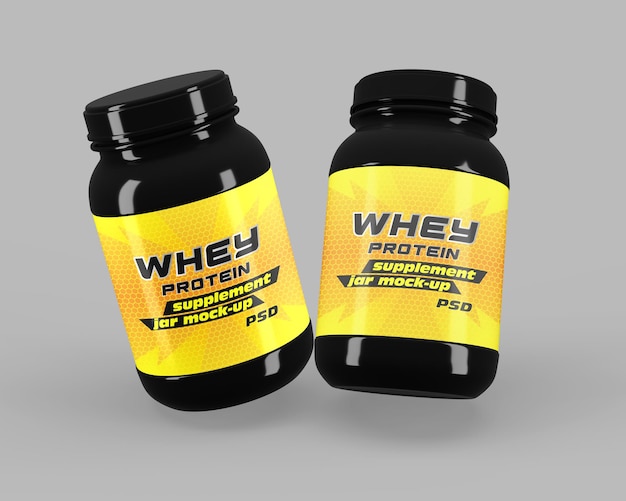 Whey protein supplement jar mockup