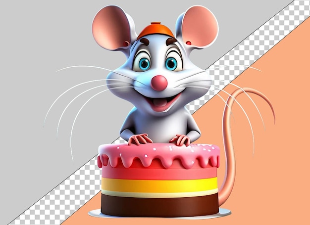 PSD whimsical 3d animals celebrating birthday