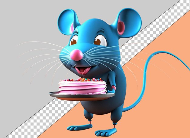 PSD whimsical 3d animals celebrating birthday