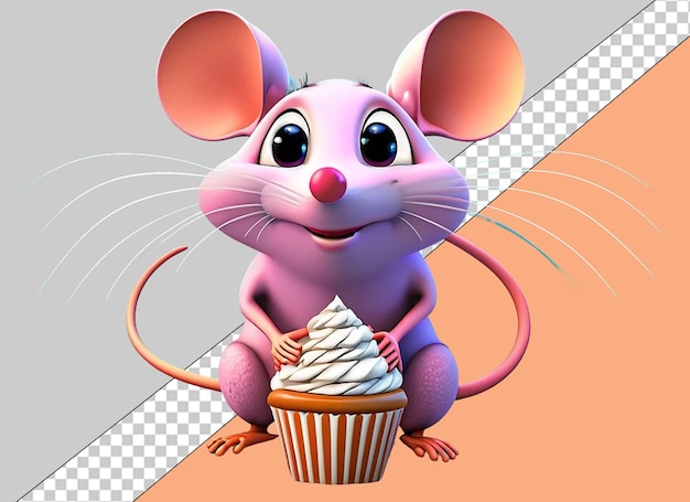 PSD whimsical 3d animals celebrating birthday