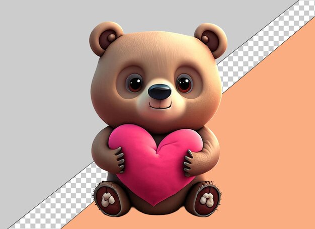 PSD whimsical 3d animals celebrating valentines day