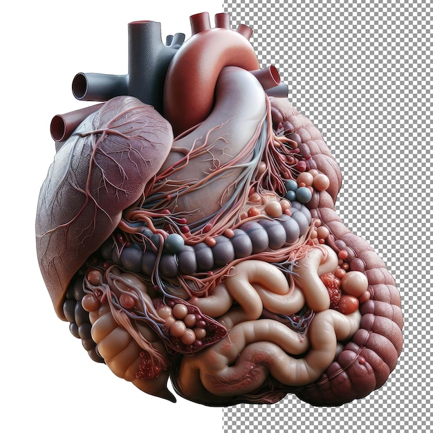 PSD 透明なキャンバスに描かれた気まぐれな生物学の 3d 臓器の喜び