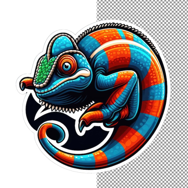 PSD whimsical chameleon nature's artisan sticker