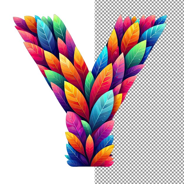 PSD whimsical foliage letter formation in living hues