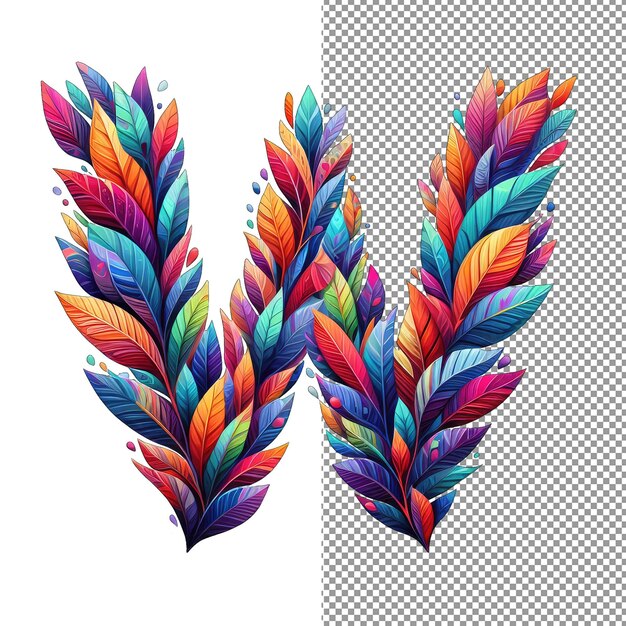 PSD whimsical foliage letter formation in living hues