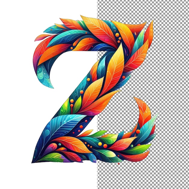 PSD whimsical foliage letter formation in living hues