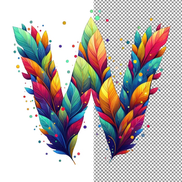 PSD whimsical foliage letter formation in living hues