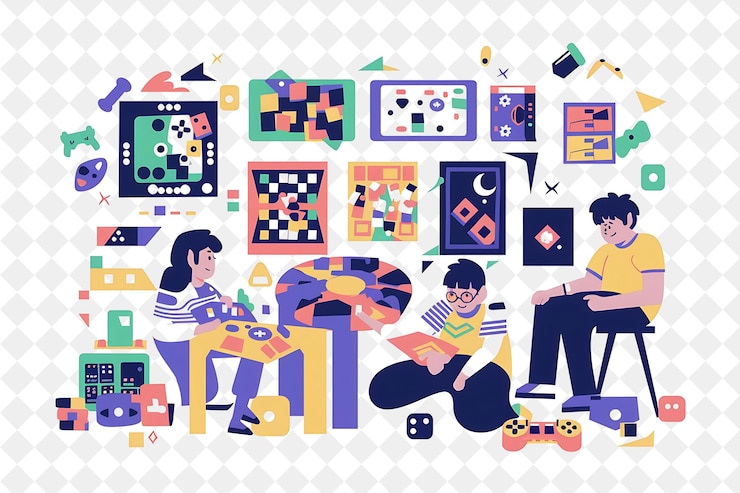 PSD whimsical game designer with characters designing and creati png people in daily work illustration