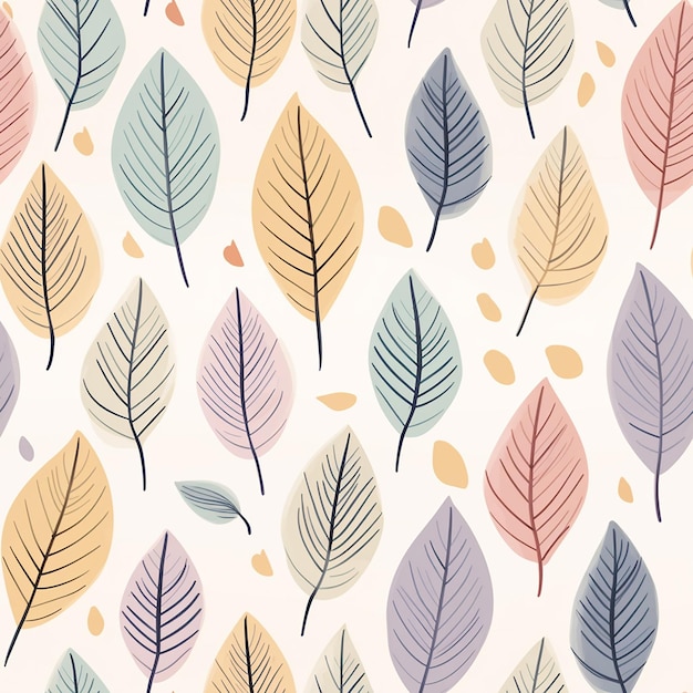 PSD whimsical_leaf_repeat_pattern_pastel_color