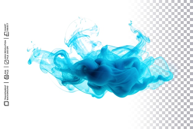 Whimsical light blue smoke bomb effect creating a surreal atmosphere without background