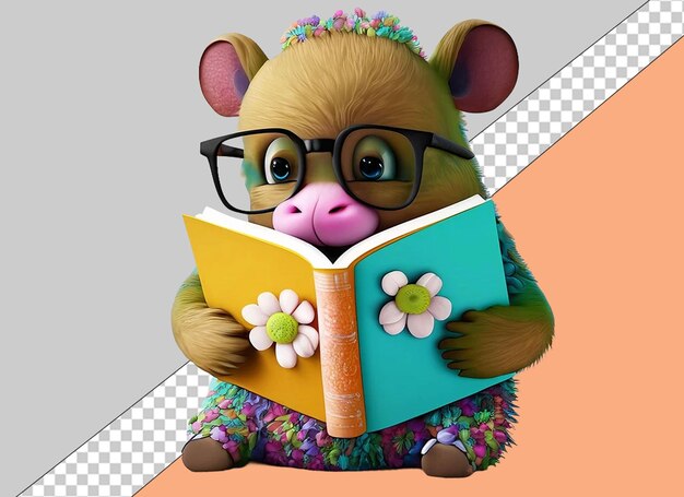 PSD whimsical reading 3d animals