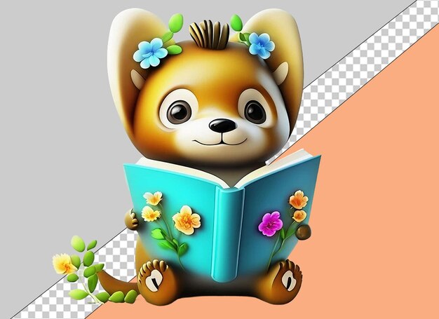 PSD whimsical reading 3d animals