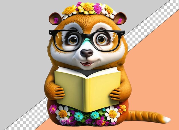 PSD whimsical reading 3d animals