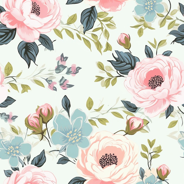 PSD whimsical_roses_repeat_pattern_pastel_color