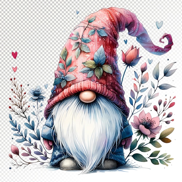 Whimsical Valentine Gnome Clipart Gnome illustraties Transparante PSD Valentijnsdag Clipart