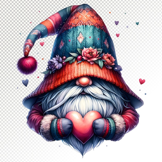 Whimsical Valentine Gnome Clipart Gnome illustraties Transparante PSD Valentijnsdag Clipart