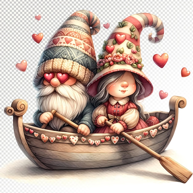 PSD whimsical valentine gnome clipart gnome illustrations transparent psd valentine day