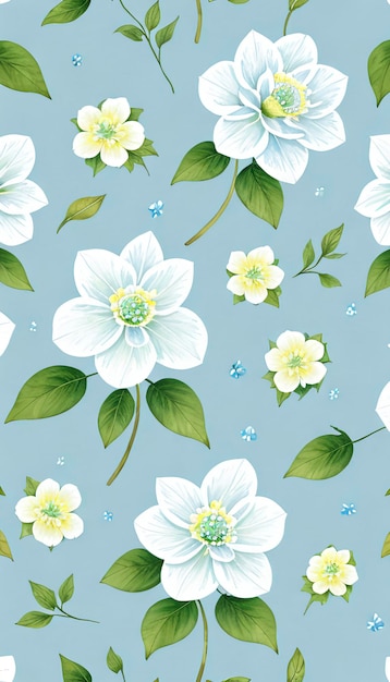 PSD whimsical watercolor floral pattern aigenerated