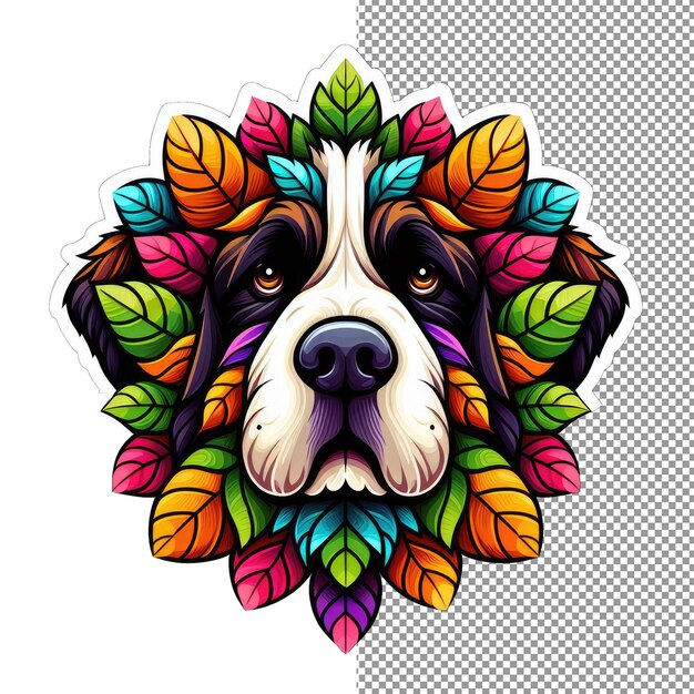 PSD whimsical woofs dog face delight on transparent canvas