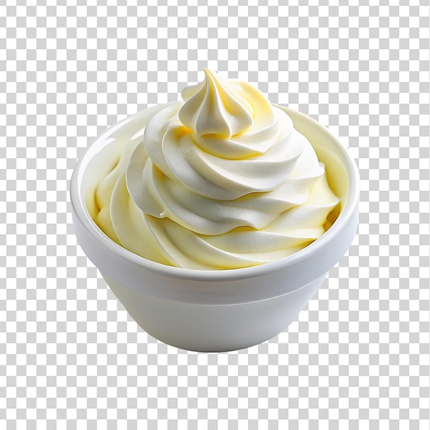 PSD whipped cream in a bowl isolated on transparent background