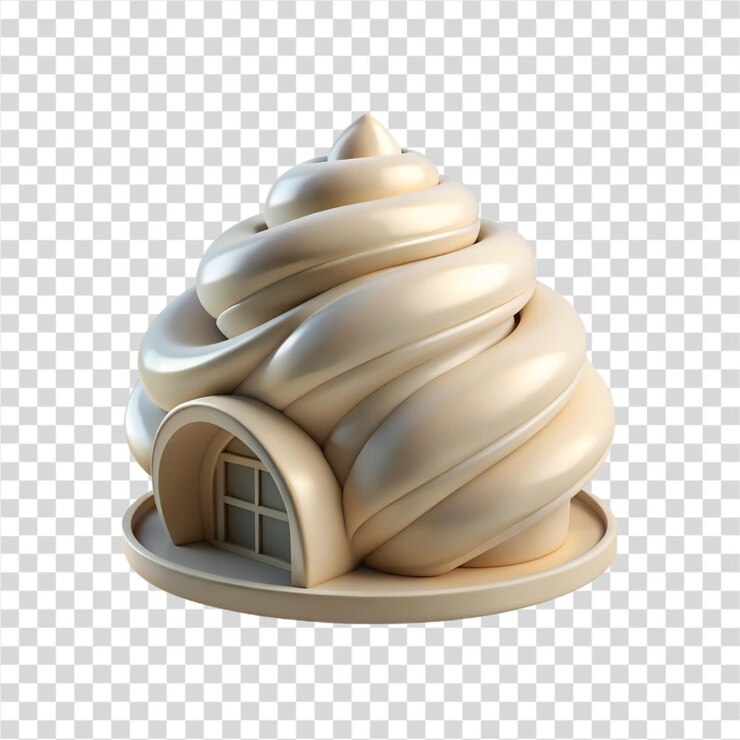 PSD whipped cream house a 3d rendered sweet treat home