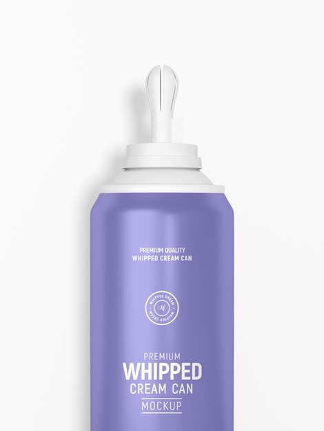 PSD whipped cream spray bottle mockup